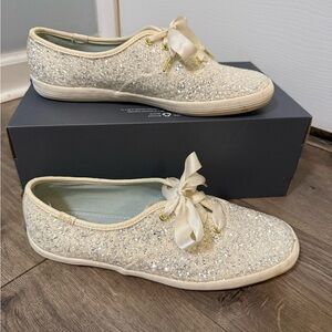 Kate Spade White Glitter Sneakers size 9
